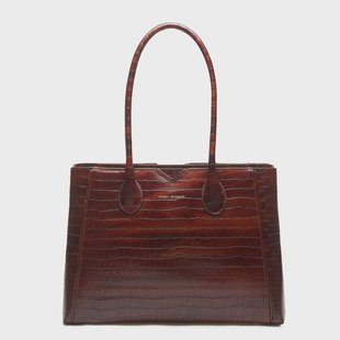 Isabel Bernard Honoré Cloe croco bruine leren handtas van kalfsleer voor dames