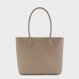 Isabel Bernard Honoré Lysanne taupe leren shopper van kalfsleer voor dames