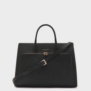 Isabel Bernard Honoré Nadine zwarte leren handtas van kalfsleer met 16.4 laptopvak voor dames