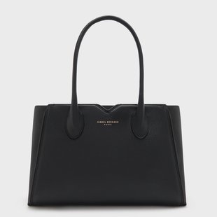 Isabel Bernard Honoré Cloe Midi zwarte leren handtas van kalfsleer voor dames