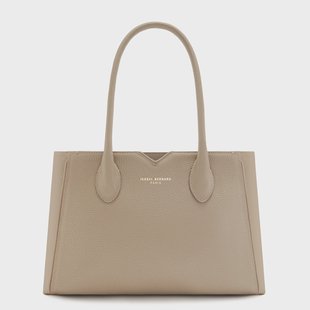 Isabel Bernard Honoré Cloe Midi taupe leren handtas van kalfsleer voor dames