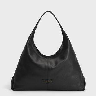 Isabel Bernard Honoré Grace zwarte leren schoudertas van kalfsleer voor dames