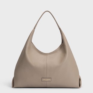Isabel Bernard Honoré Grace taupe kalfsleer schoudertas voor dames