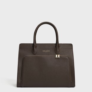 Isabel Bernard Honoré Nadine donkerbruine kalfslederen handtas met 13 inch laptopvak voor dames