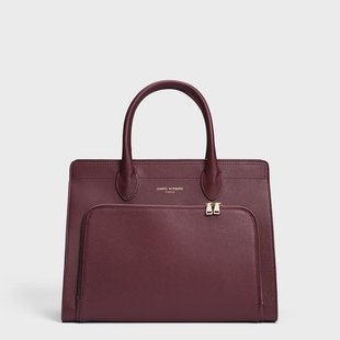 Isabel Bernard Honoré Nadine bordeaux rode kalfslederen handtas met 13 inch laptopvak voor dames