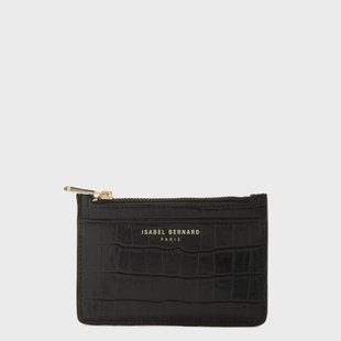 Isabel Bernard Honoré Aveline croco zwarte leren pasjeshouder van kalfsleer voor dames