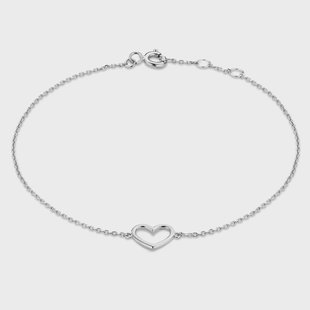 Isabel Bernard Saint Germain Amore 14 karaat witgouden armband met hartje voor dames