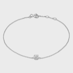 Isabel Bernard Saint Germain Faïs 14 karaat witgouden armband met zirkonia steentje voor dames
