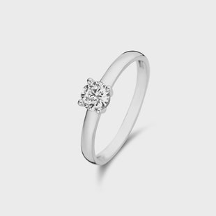 Isabel Bernard Saint Germain Soleil 14 karaat witgouden ring met zirkonia steentje voor dames