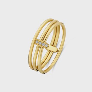 Isabel Bernard Cour d'Honneur Adora 14 karaat gouden 3-delige multi ring met zirkonia voor dames