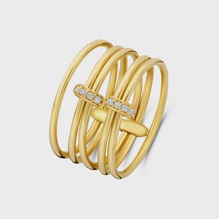 Isabel Bernard Cour d'Honneur Adora 14 karaat gouden 5-delige multi ring met zirkonia voor dames