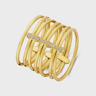 Isabel Bernard Cour d'Honneur Adora 14 karaat gouden 7-delige multi ring met zirkonia voor dames