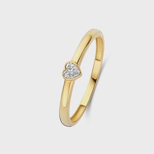 Isabel Bernard Rivoli Amore 14 Karaat Gouden Stacking Ring Met Zirkonia Steentje voor dames