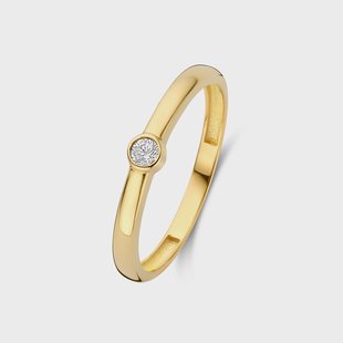 Isabel Bernard Rivoli Josie 14 Karaat Gouden Stacking Ring Met Zirkonia Steentje voor dames