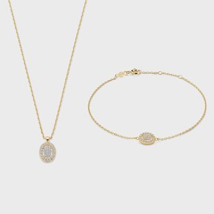 Isabel Bernard Cadeau d'Isabel 14-karaats gouden halsketting- en armbandset met zirkonia stenen voor dames