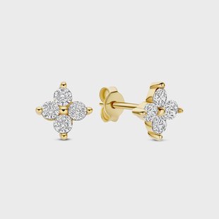 Isabel Bernard Le Marais Audrey 14 karaat gouden oorknoppen met zirkonia stenen voor dames