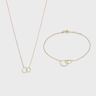 Isabel Bernard Cadeau d'Isabel 14 karaat gouden ketting en armband giftset met ringen voor dames