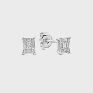 Isabel Bernard De la Paix Maxime 14 karaat witgouden oorknoppen met diamant 0,22 ct voor dames