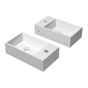 INK Contra Fontein - 40x22x10cm - wasbak links - 1 kraangat - polystone wit glans 3403040