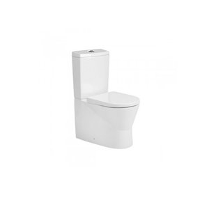 QeramiQ Urby staand toilet - 60.2x35.9x83.7cm - spoelrandloos - zitting - reservoir - wit 140051 + 140171LM + 24031