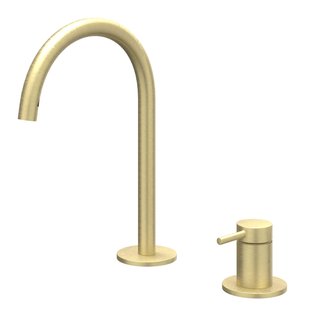 IVY Bond Wastafelmengkraan - 2-gats - bladmontage - uitloop - coldstart - Geborsteld mat goud PVD 6100304