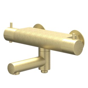 IVY Bond Badthermostaatkraan opbouw - draaibare baduitloop - omstel - Cooltouch - Geborsteld mat goud PVD 6301004