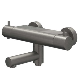 IVY Bond Badthermostaatkraan opbouw - draaibare baduitloop - omstel - Cooltouch - Geborsteld metal black PVD 6301006