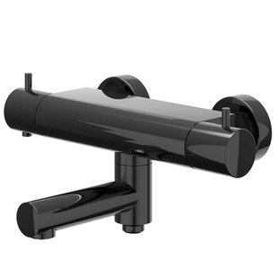 IVY Bond Badthermostaatkraan opbouw - draaibare baduitloop - omstel - Cooltouch - Zwart chroom PVD 6301007