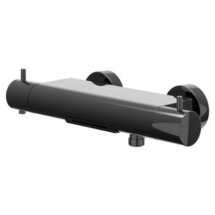 IVY Bond Badthermostaatkraan opbouw - Cooltouch - cascade uitloop - Zwart chroom PVD 6301057