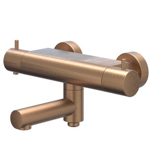 IVY Bond Badthermostaatkraan opbouw - draaibare baduitloop - omstel - Cooltouch - Geborsteld mat koper PVD 6301005