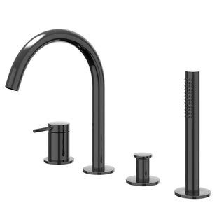 IVY Bond Badrandcombinatie - 4-wegs - mengkraan - draaibare uitloop - uittrekbare handdouche - Zwart chroom PVD 6301157