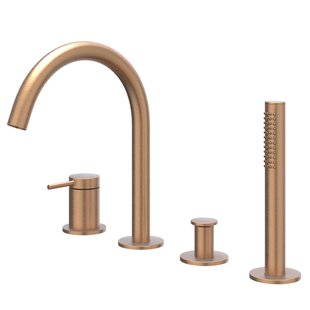 IVY Bond Badrandcombinatie - 4-wegs - mengkraan - draaibare uitloop - uittrekbare handdouche - Geborsteld mat koper PVD 6301155