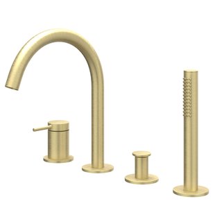 IVY Bond Badrandcombinatie - 4-wegs - mengkraan - draaibare uitloop - uittrekbare handdouche - Geborsteld mat goud PVD 6301154