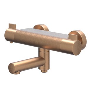 IVY Pact Badthermostaatkraan opbouw - draaibare baduitloop - omstel - Cooltouch - Geborsteld mat koper PVD 6302005