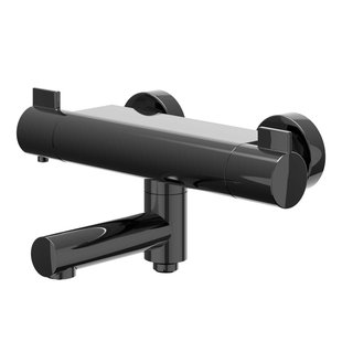 IVY Pact Badthermostaatkraan opbouw - draaibare baduitloop - omstel - Cooltouch - Zwart chroom PVD 6302007