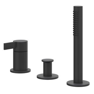 IVY Pact Badrandcombinatie - 3-weg - mengkraan - uittrekbare handdouche - zonder uitloop - Mat zwart PED 6302102