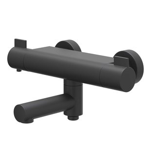 IVY Pact Badthermostaatkraan opbouw - draaibare baduitloop - omstel - Cooltouch - Mat zwart PED 6302002