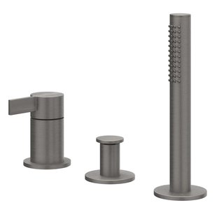 IVY Pact Badrandcombinatie - 3-weg - mengkraan - uittrekbare handdouche - zonder uitloop - Geborsteld metal black PVD 6302106