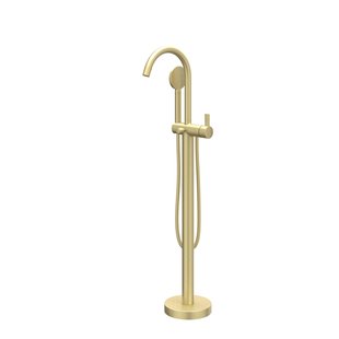 IVY Pact Badmengkraan Vrijstaand - draaibare uitloop - 150cm - Doucheslang - satin mist handdouche - Geborsteld mat goud PVD 6303014