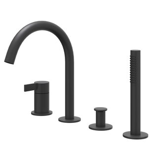 IVY Pact Badrandcombinatie - 4-wegs - mengkraan - draaibare uitloop - uittrekbare handdouche - Mat zwart PED 6302152