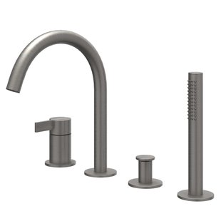 IVY Pact Badrandcombinatie - 4-wegs - mengkraan - draaibare uitloop - uittrekbare handdouche - Geborsteld metal black PVD 6302156