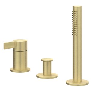 IVY Pact Badrandcombinatie - 3-weg - mengkraan - uittrekbare handdouche - zonder uitloop - Geborsteld mat goud PVD 6302104