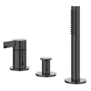 IVY Pact Badrandcombinatie - 3-weg - mengkraan - uittrekbare handdouche - zonder uitloop - Zwart chroom PVD 6302107