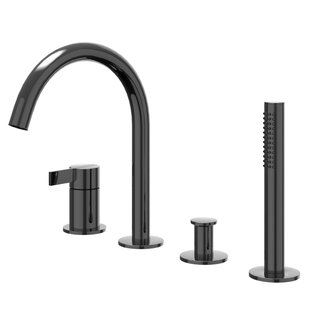 IVY Pact Badrandcombinatie - 4-wegs - mengkraan - draaibare uitloop - uittrekbare handdouche - Zwart chroom PVD 6302157