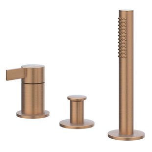 IVY Pact Badrandcombinatie - 3-weg - mengkraan - uittrekbare handdouche - zonder uitloop - Geborsteld mat koper PVD 6302105