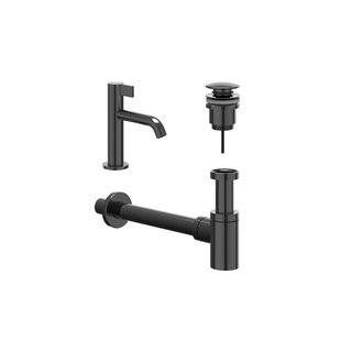 IVY Fonteinset - opbouw - laag - always open plug - Zwart chroom PVD 6901417