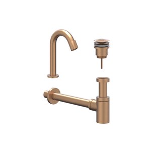 IVY Fonteinset - opbouw - gebogen - model S - always open plug - Geborsteld mat koper PVD 6901425