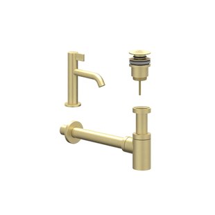 IVY Fonteinset - opbouw - laag - always open plug - Geborsteld mat goud PVD 6901414