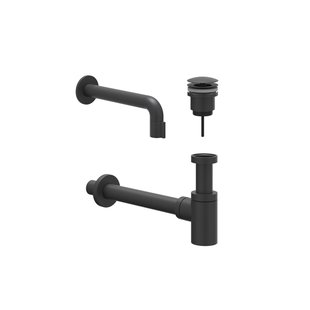 IVY Fonteinset - wand model - inkortbaar - always open plug - Mat zwart PED 6901432