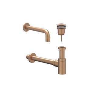 IVY Fonteinset - wand model - inkortbaar - always open plug - Geborsteld mat koper PVD 6901435